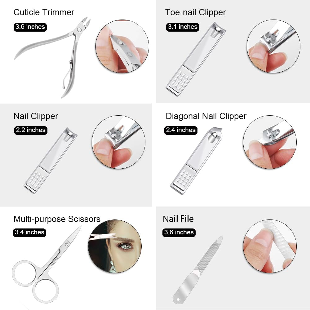 Nail Clippers Kit Manicure Pedicure Set with Holographic Case(Pink)