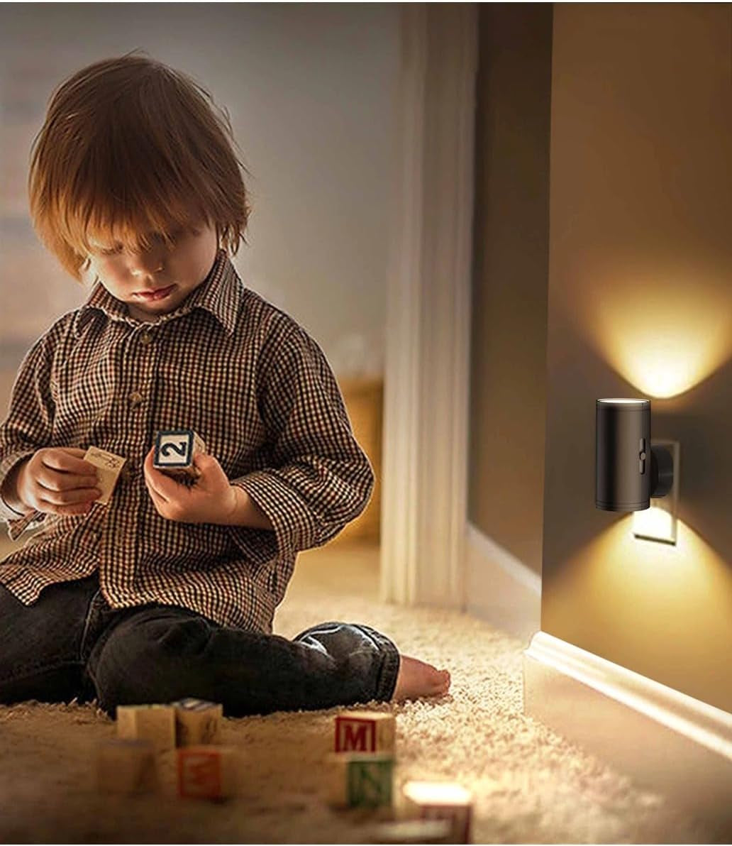 LED Night Lights Plug into Wall, Dusk to Dawn Sensor,5-300Lm Adjustable Brightness, Soft White 3000K,Dimmable Night Lights for Kitchen,Hallway Bedroom,Stairs, 2 Pack