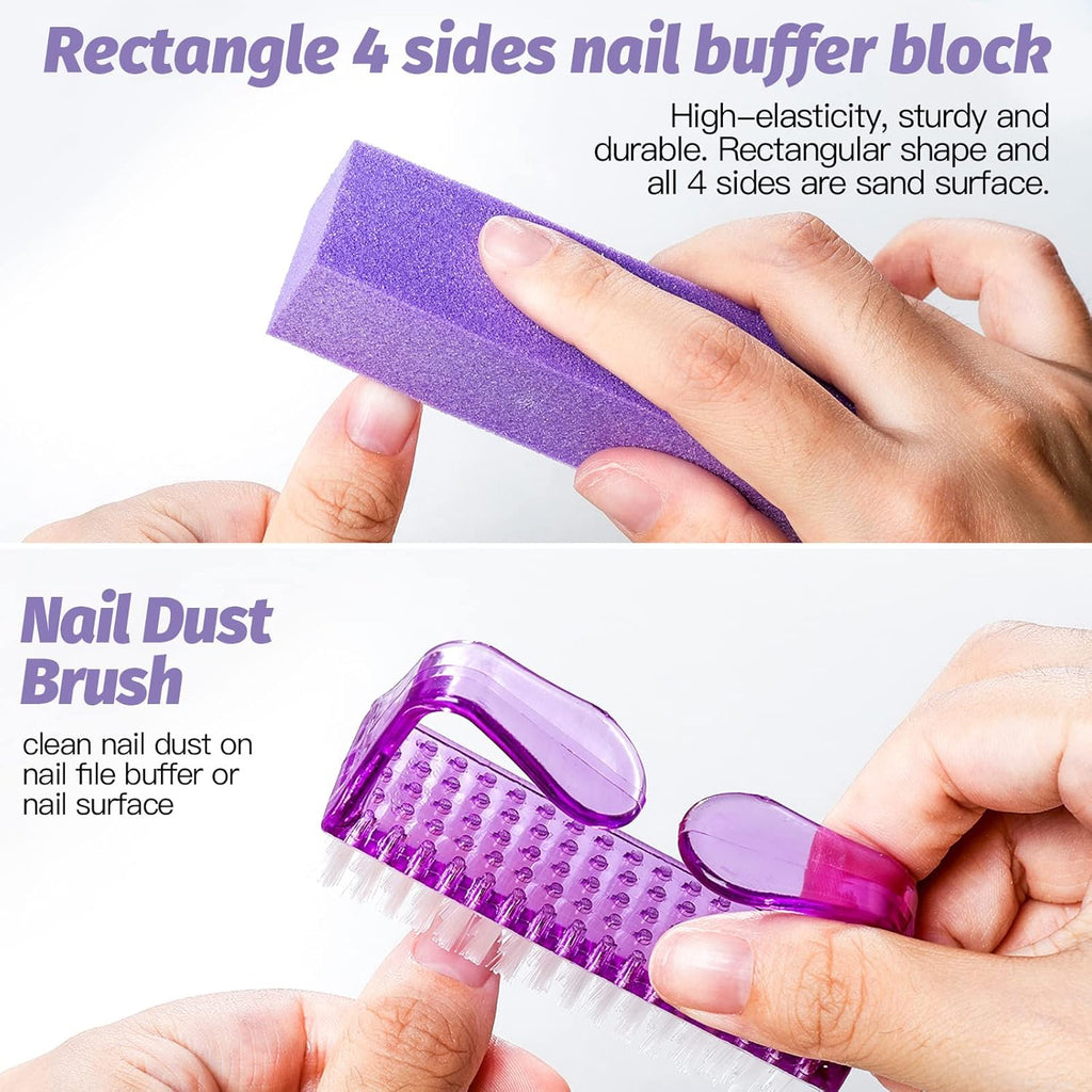 Nail Files and Buffers, Nail Cuticle Remover Kit with Nail File, Nail Buffer, Nail Buffer Block, Cuticle Nipper, Cuticle Pusher, Cuticle Peeler. Nail Cuticle Oil Lavender for Nail Care