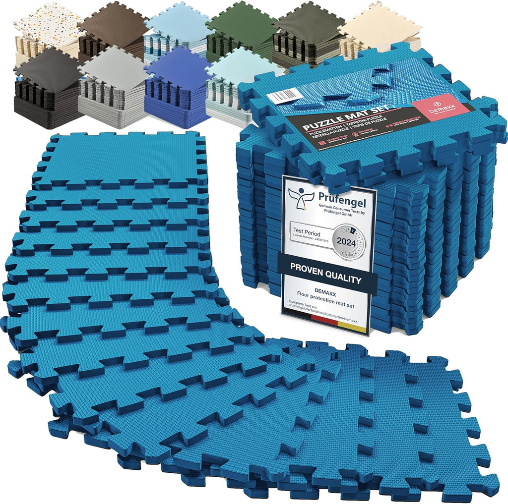 Gym Mats Set - 18 Pcs EVA Interlocking Foam Floor Tiles (12.6"X12.6"X0.4") 18Sqft Protective Gym Flooring Sports Home Workout Exercise Mats Puzzle Garage Fitness Play-Room Pool Treadmill Bike