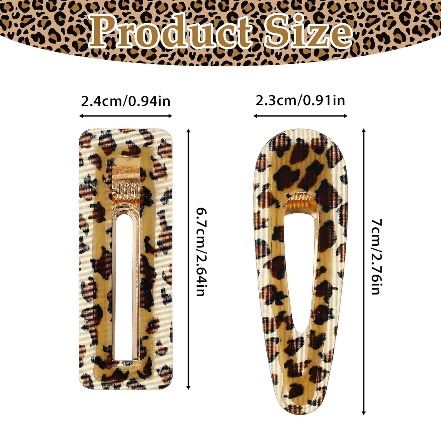 4Pcs Leopard Hair Clip, Cheetah Print Accessories for Women Girls Acrylic Vintage Decorative Hair Barrettes Alligator Clips for Styling