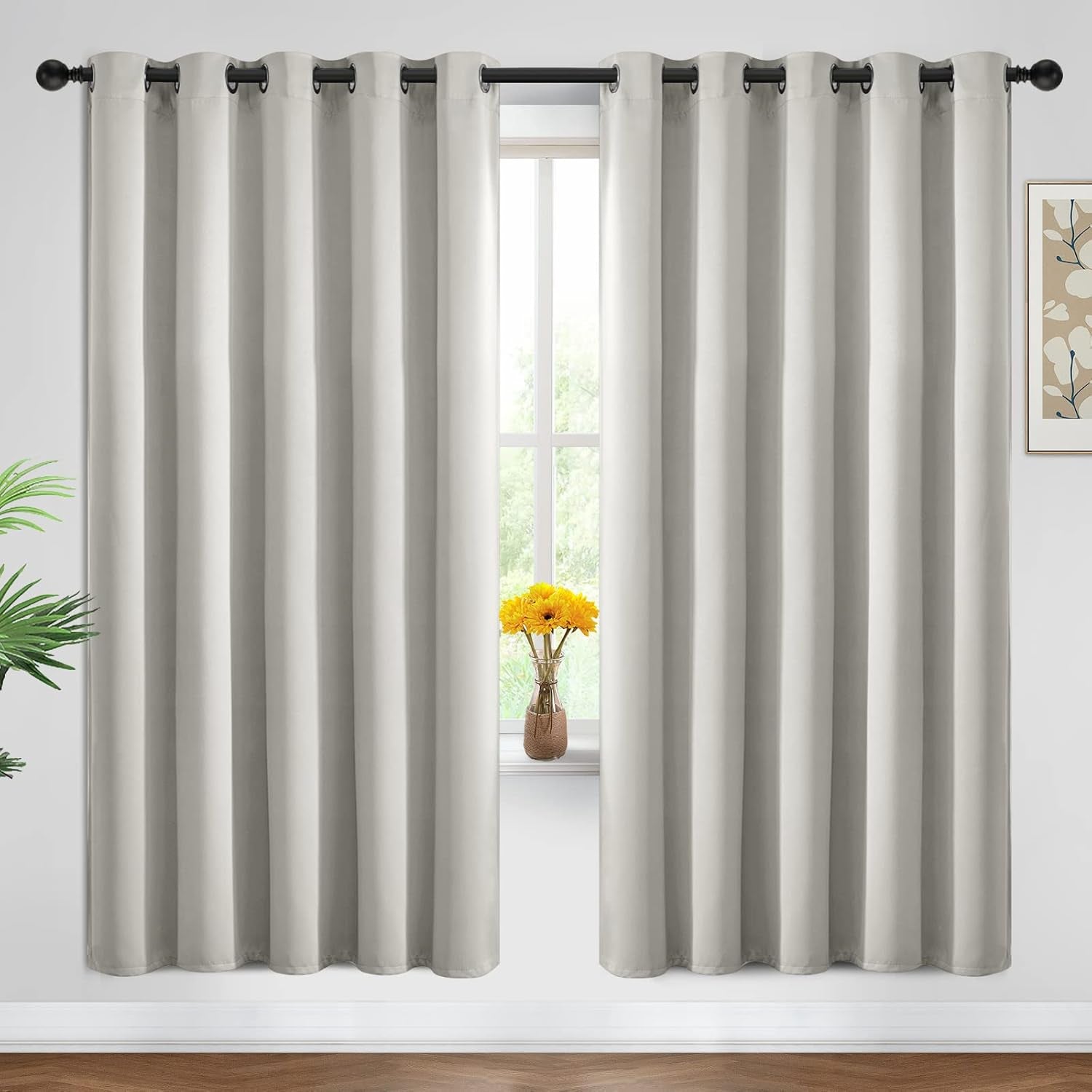 Room Darkening Gray Blackout Curtains 84 Inch Long Light Blocking Thermal Insulated Window Treatment Grommet Drapes for Bedroom Living Room, 52W X 84L, Grey Curtains, 2 Panels