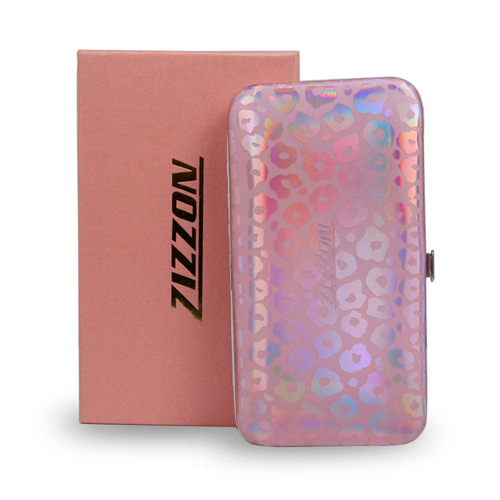 Nail Clippers Kit Manicure Pedicure Set with Holographic Case(Pink)