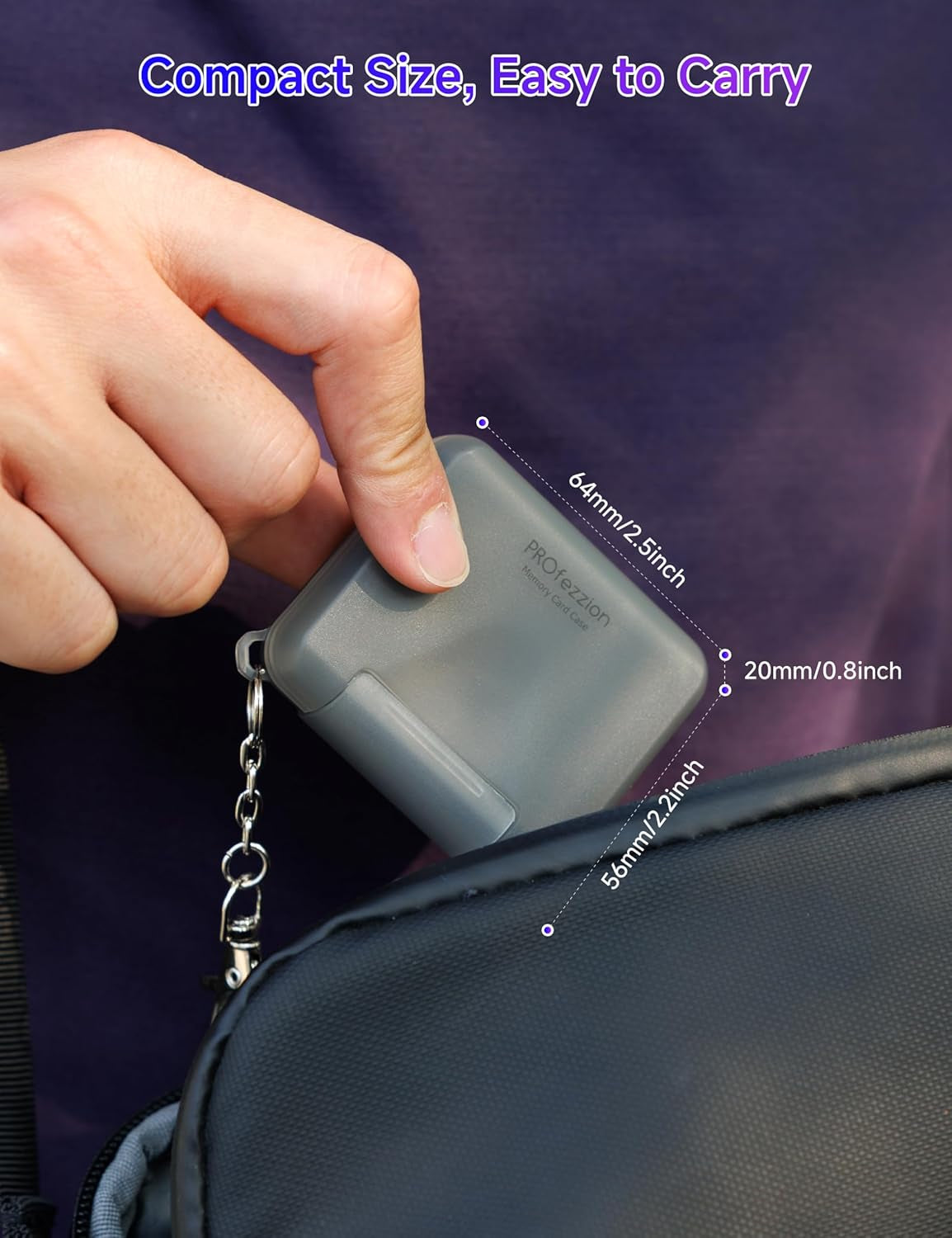SD Card Holder Case Water-Resistant: Portable 12 Slots Memory Card Case for 8 Micro SD Card & 4 SD/SDXC/SDHC Card, Memory Card Hard Carrying Box Keeper Protector with Rubber Interior Grey