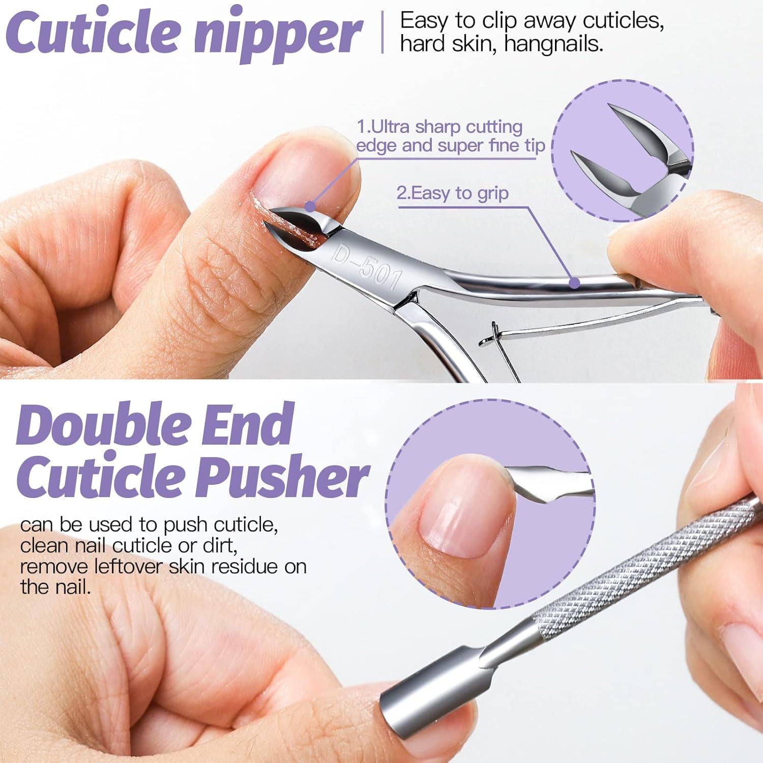 Nail Files and Buffers, Nail Cuticle Remover Kit with Nail File, Nail Buffer, Nail Buffer Block, Cuticle Nipper, Cuticle Pusher, Cuticle Peeler. Nail Cuticle Oil Lavender for Nail Care