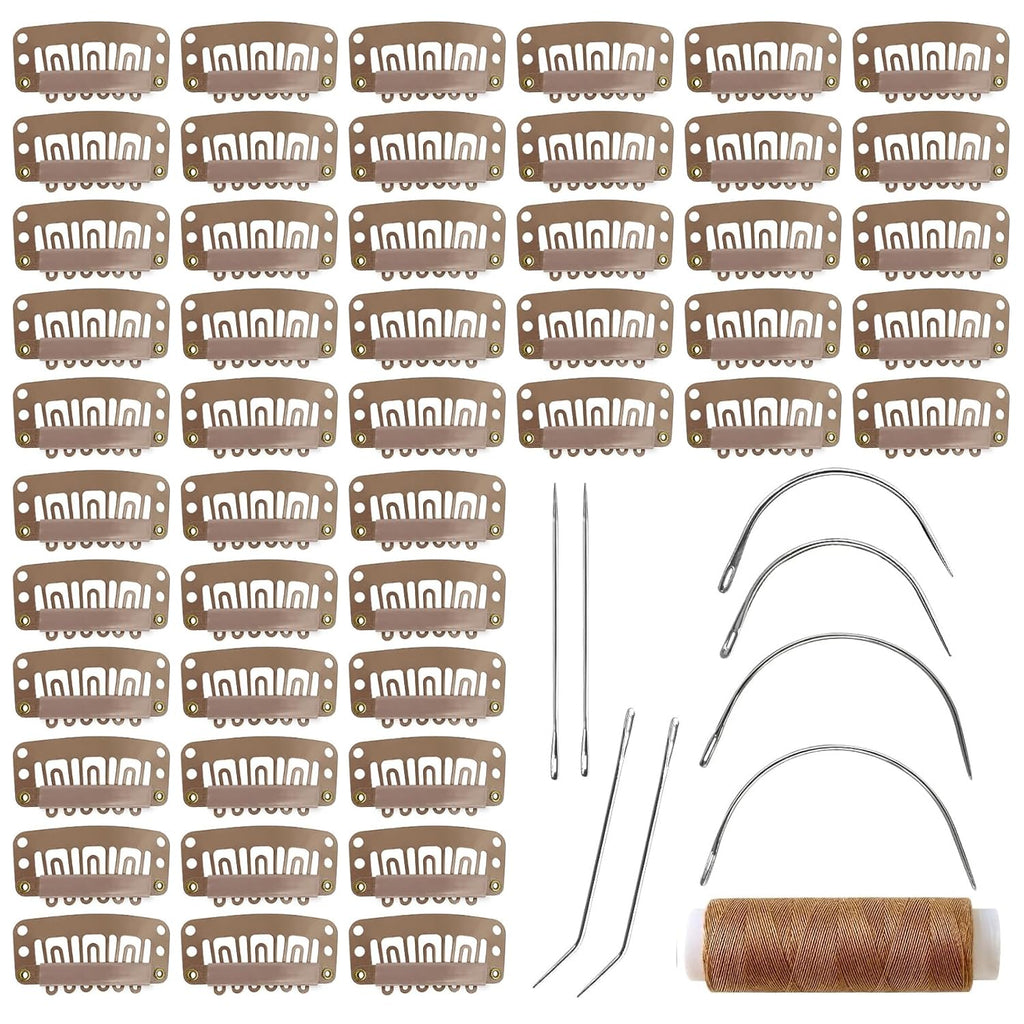 25Pcs 32Mm Hairpieces Snap Clips U Shape Wig Clips for Hair Extensions Making Wig Accessories Set Tools (Black)