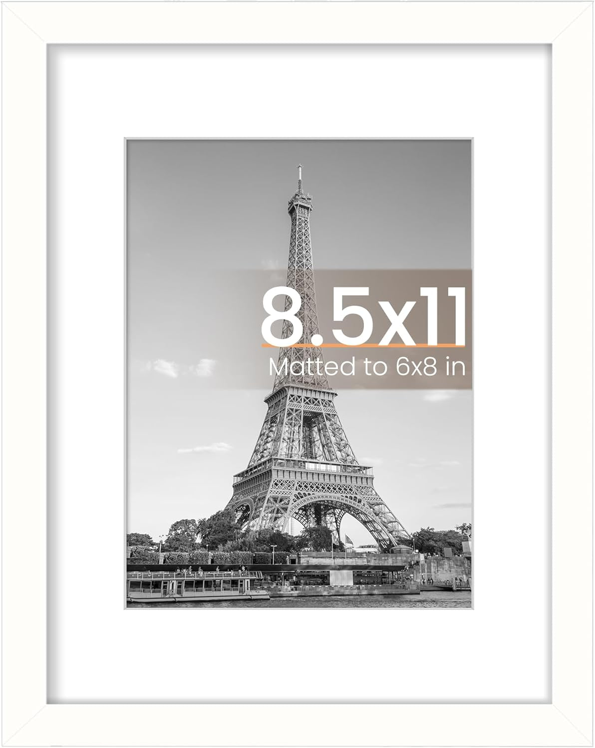 8.5x11 Black Picture Frame – Wall Hanging Display with Mat