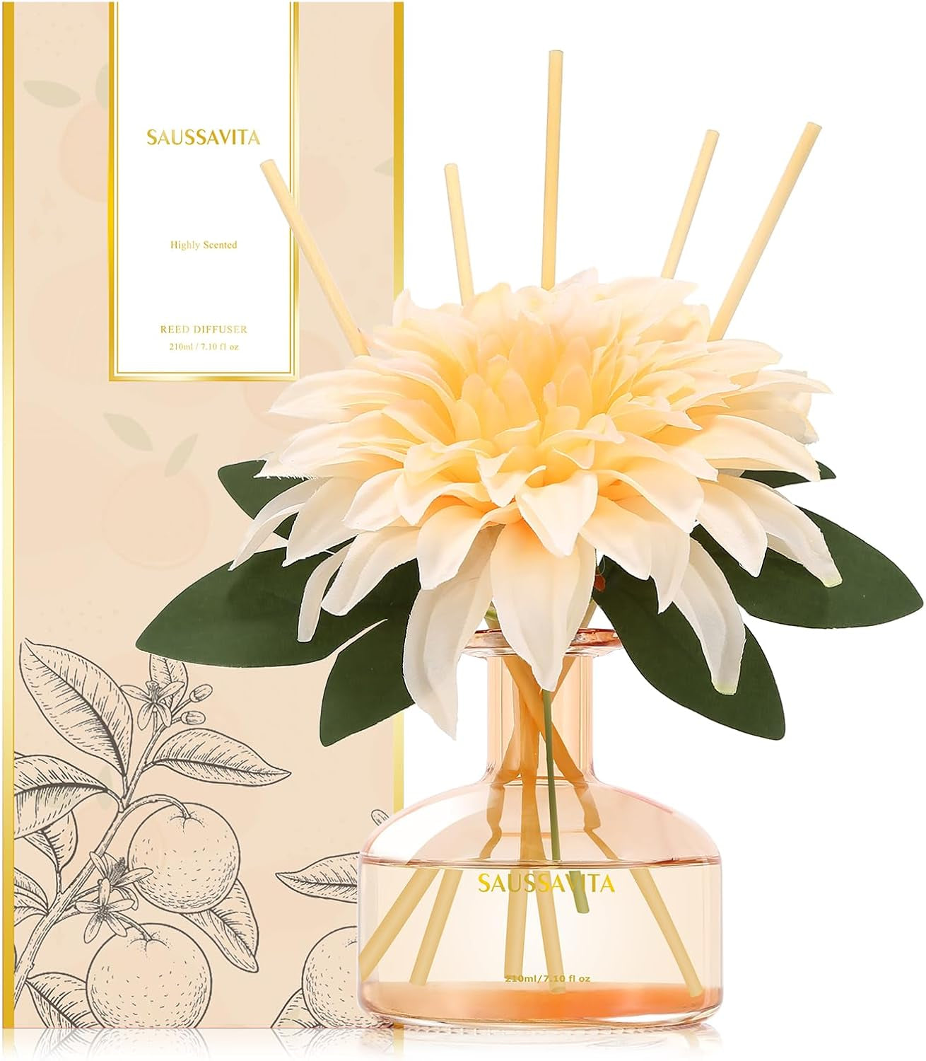 Reed Diffusers Set, 7.10 Oz Flower Scented Diffuser with 7 Sticks, Long Lasting Home Fragrance for 120 Days, Perfect for Bathroom, Shelf Decor, Air Fresheners
