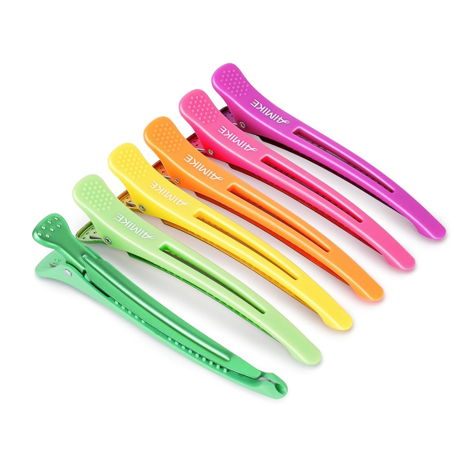 6Pcs Professional Hair Clips for Styling Sectioning, Anti-Slip No-Trace Duck Billed Hair Clips with Silicone Band, Salon and Home Hair Cutting Clips for Hairdresser, Women, Men - 4.3” Long