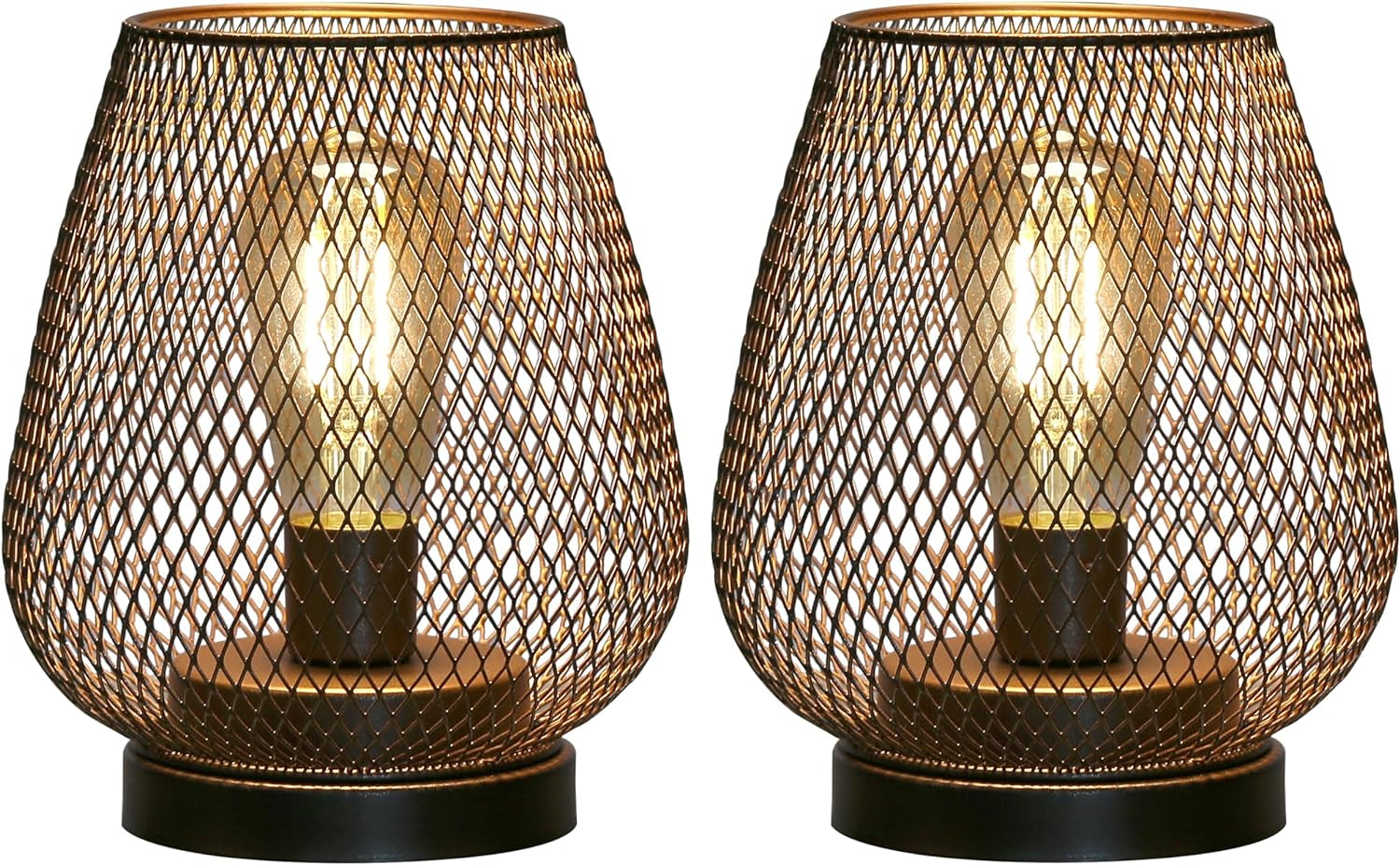 Set of 2 Metal Cage LED Lantern Battery Powered Cordless Accent Light with LED Great for Weddings Parties Patio Events for Indoors Outdoors