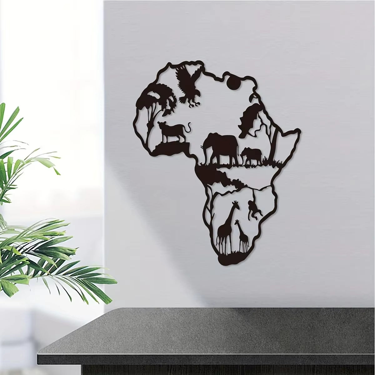 Cifbuy 1Pc African Animal Map Iron Indoor Outdoor Crafts, Indoor Decoration, Great for Living Room Bedroom, 11.81*9.66Inch
