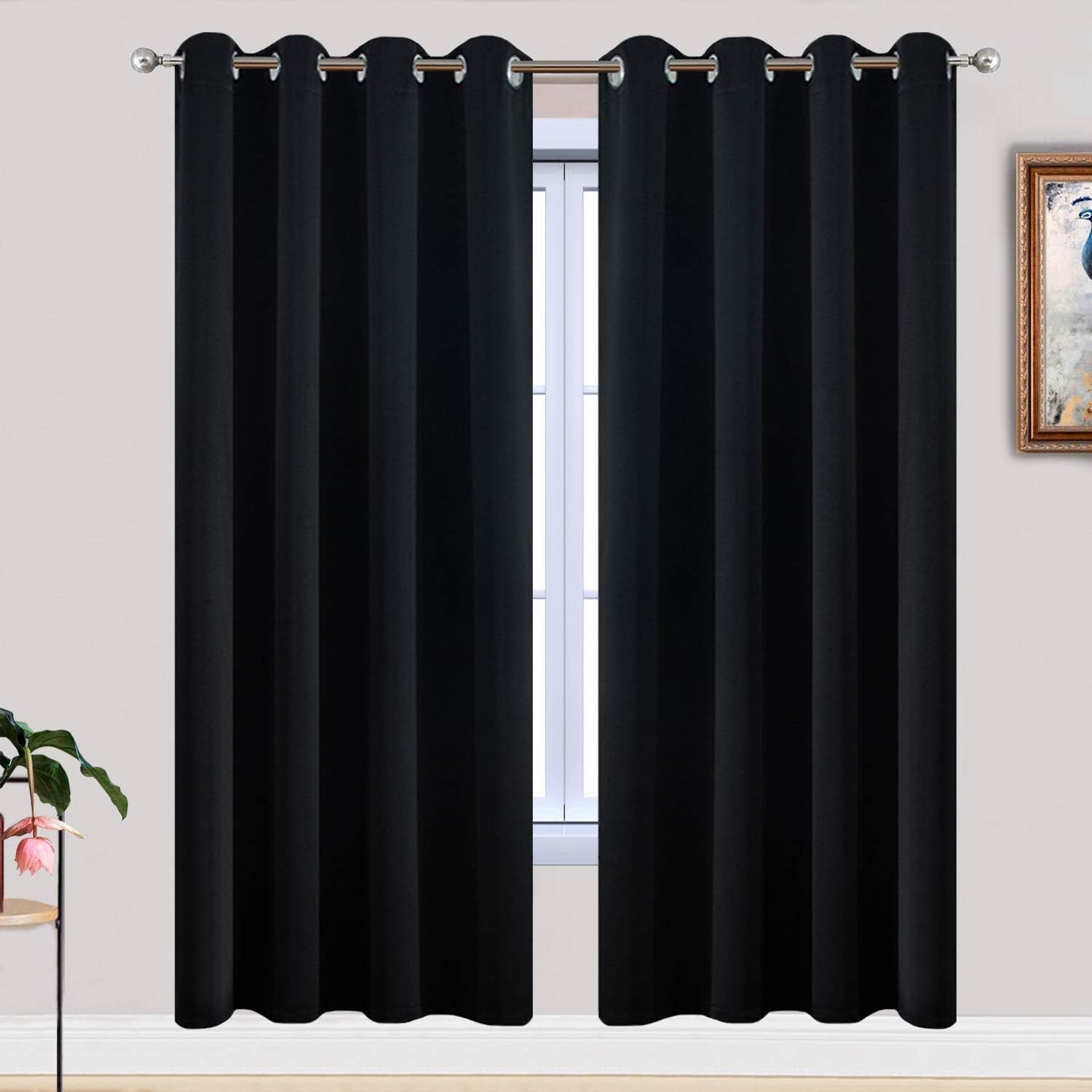 Room Darkening Gray Blackout Curtains 84 Inch Long Light Blocking Thermal Insulated Window Treatment Grommet Drapes for Bedroom Living Room, 52W X 84L, Grey Curtains, 2 Panels