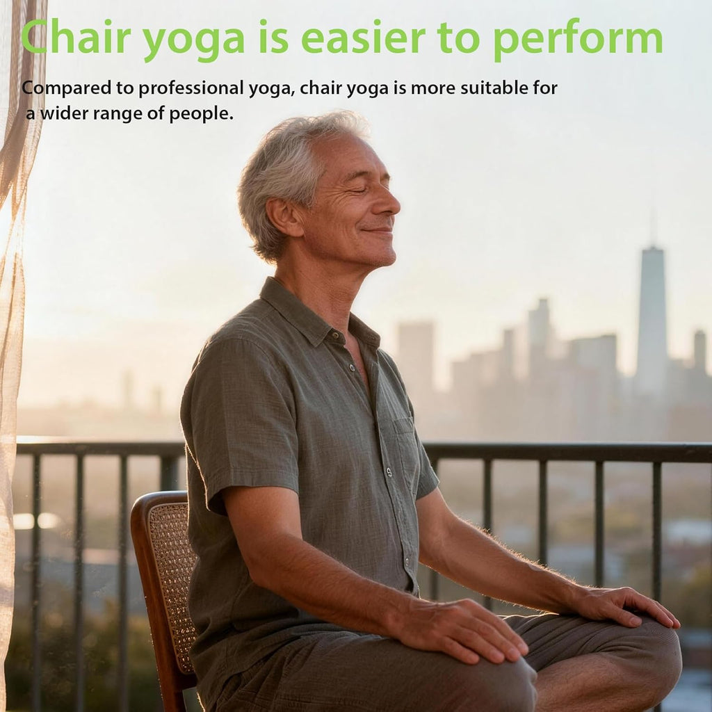 Chair Yoga for Seniors over 60 Book & Chart, Gentle Seated Chair Yoga Guide, 30-Day Challenge for Flexibility & Balance, A4 Size Easy to Follow Chair Yoga Routine for Older Adults