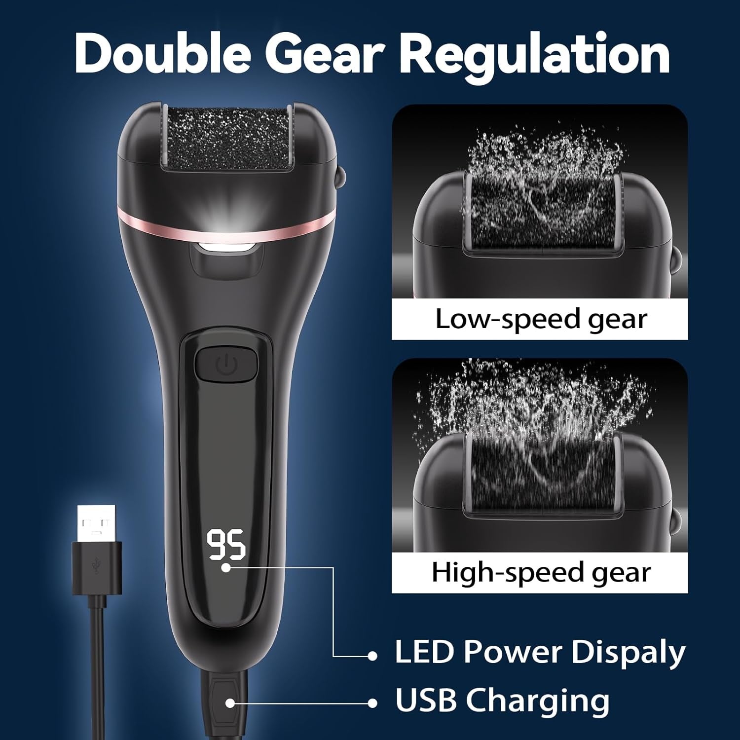 Electric Callus Remover for Feet with Rechargeable Waterproof 17 in 1 Professional Pedicure Kit with 3 Roller Heads 2 Speed,Foot File, Foot Care Tools Perfect for Dead Hard Cracked Dry Skin