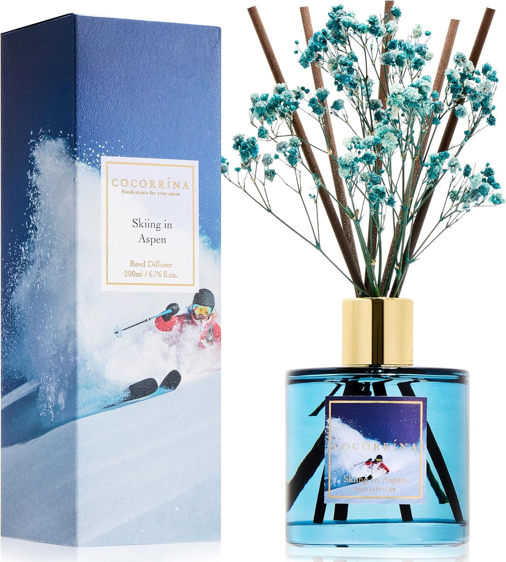 Reed Diffuser Set, Clean Linen 6.7 Fl Oz Scented Diffuser with Sticks Home Fragrance Reed Diffuser for Bathroom Shelf Decor