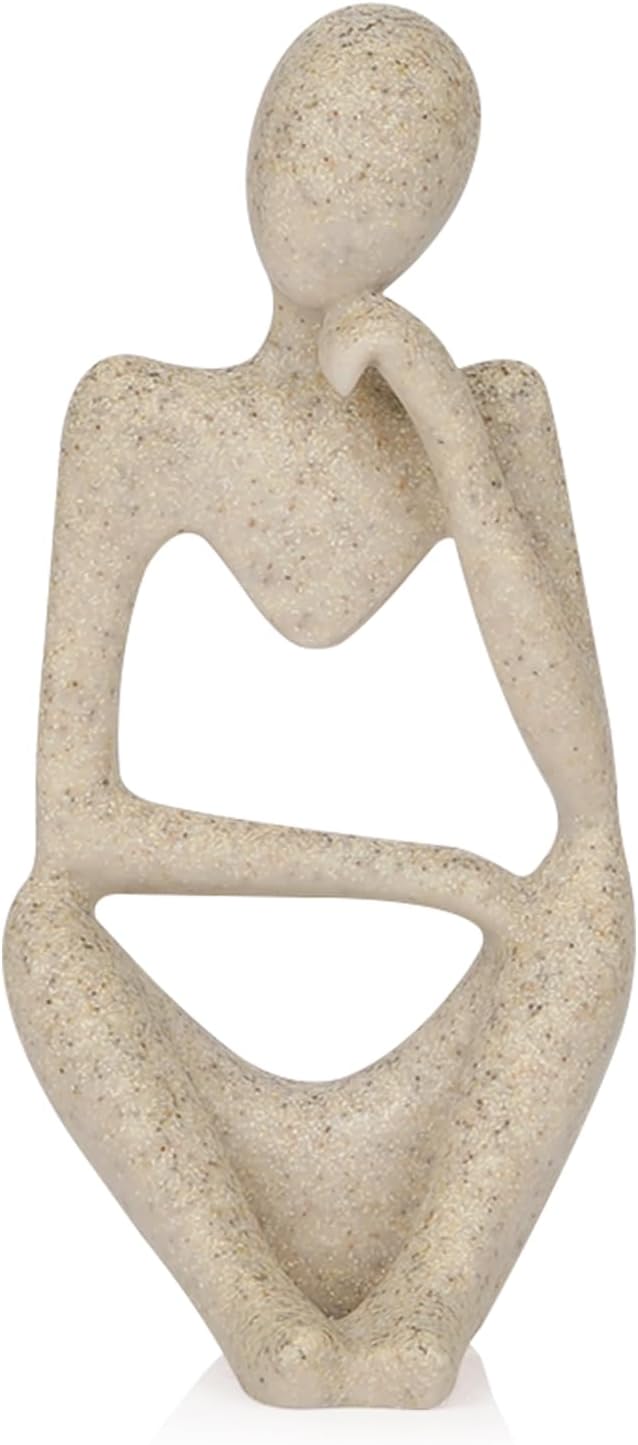 Abstract Thinker Resin Sculpture – Sandstone Home Decor