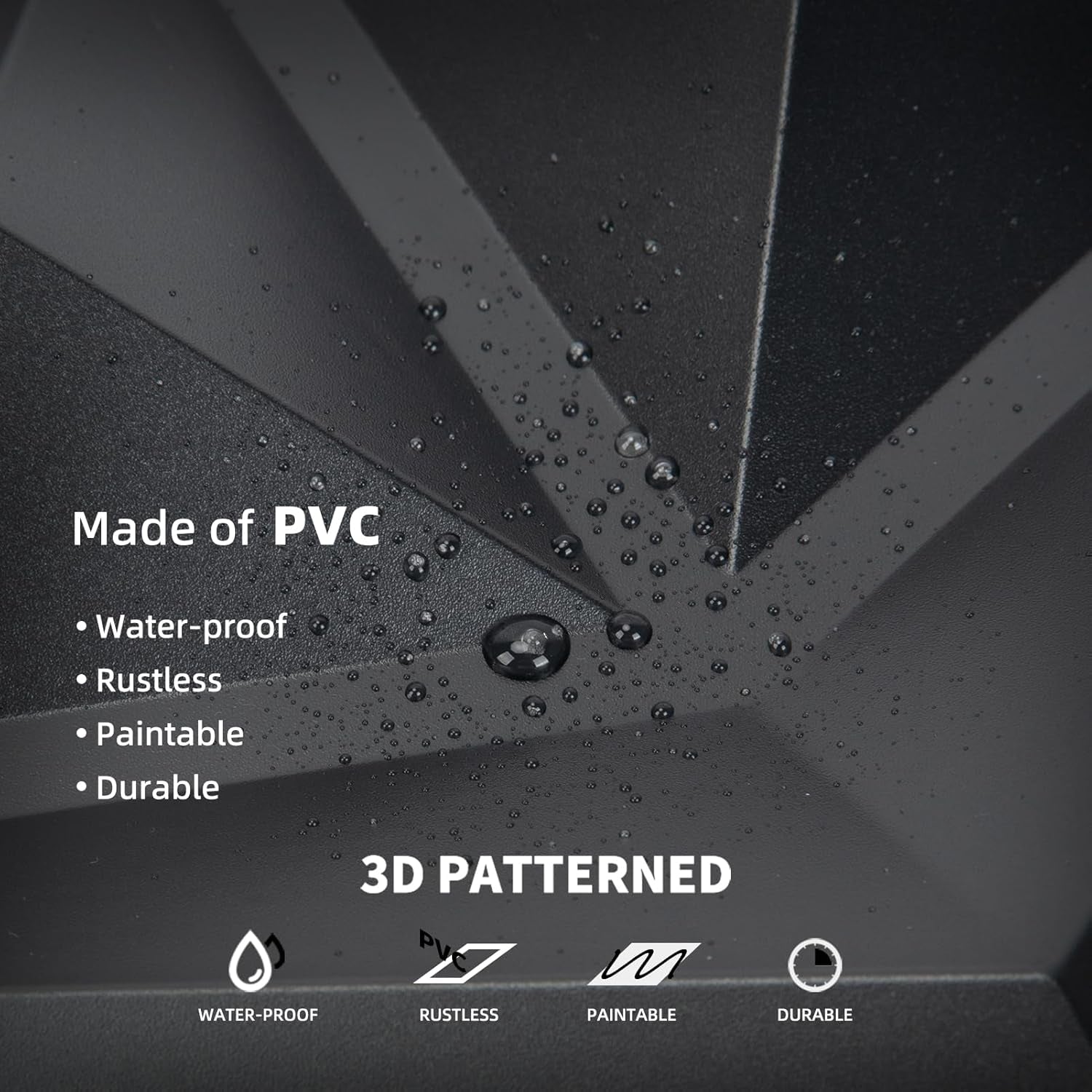 3D Wall Panels for Interior Wall Decor, 3 Layout Options PVC Textured Wall Art Decor for Living Room Bedroom TV Background Gaming Room, 12''X12'', 20 Pcs Black