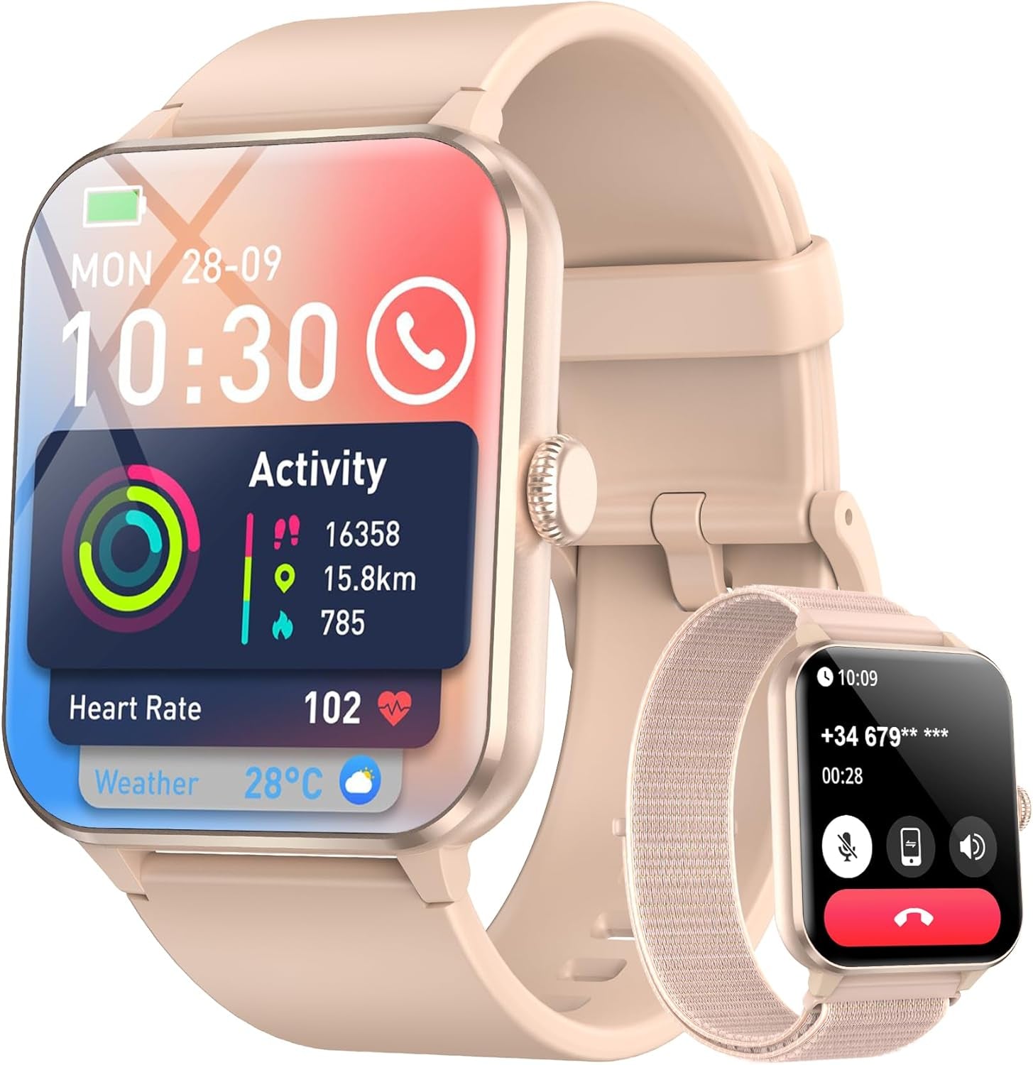 2026 Smart Watch (Answer/Make Calls), Fitness Watch for Men and Women with Heart Rate/Spo2/Sleep Monitor/2 Straps, 100+ Sports Modes, IP68 Waterproof Activity Tracker for Android/Iphone