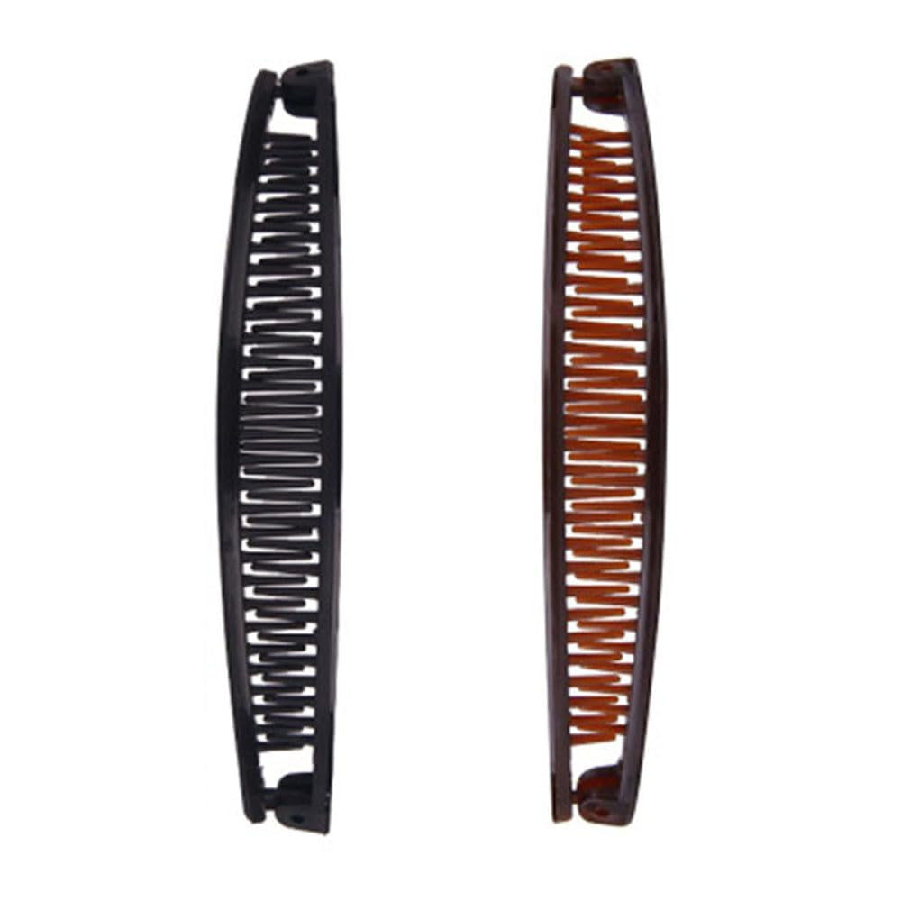 2Pcs Clips Fish Clips Vintage Clincher Combs Tool for Thick Curly Hair Accessories Long Hair Clips Banana Hair Comb Fish Grip Slide Hair Clips Claws Set for Women（Black and Brown）