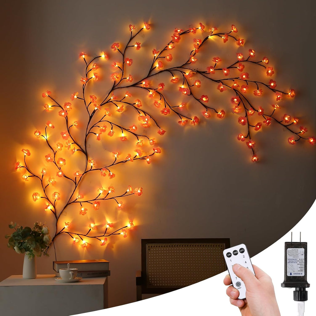 Enchanted Willow Vine Lights with Remote, Christmas Swags Decorations Indoor Room Decor, 18 Branches 144 Leds Lighted Willow Vine Lights for Walls Bedroom Home Decor