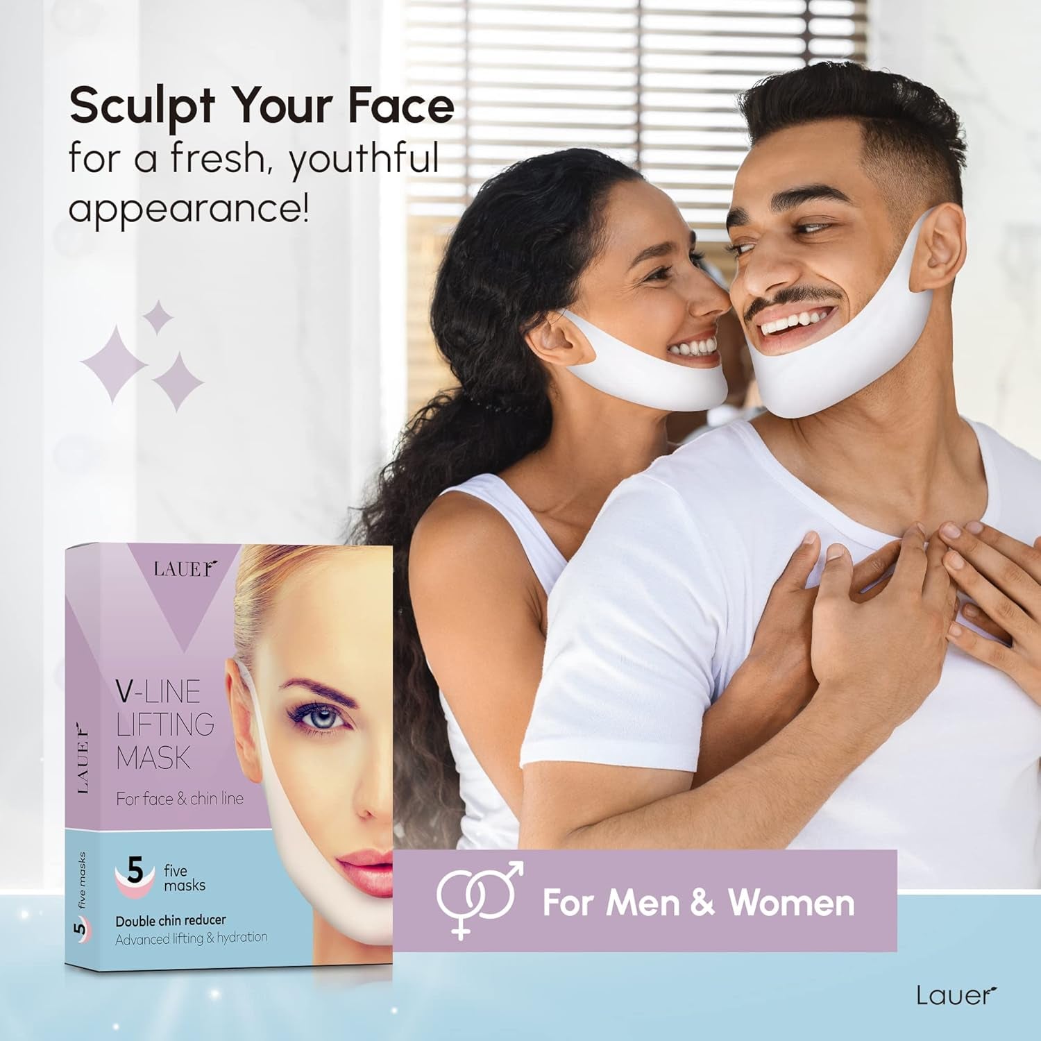 V Shaped Contouring Face Mask Line Shaping Lifting Belt Neck Reduction Jawline Lift Tape Enhancer Firming Chin up Collagen Hyaluronic Acid Aloe Vera