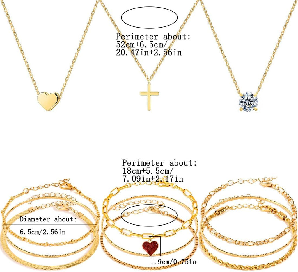 Golden Jewelry Sets for Women Fashion Costume Jewelry Includ Necklace Bracelet Rings Earrings Set