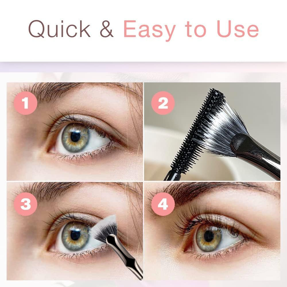 Folding Angle Scalloped Lash Brush, 2024 NEW Mascara Fan Brush for Lashes Eyelash Separator Tool, Eyelash Comb for Upper Lower Eye Lash Makeup Tools, Eye Makeup Fan Brush for Women (3 PCS)