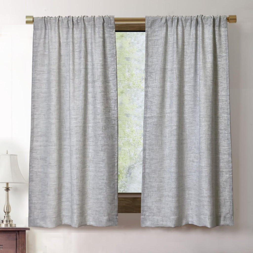 2 Pack Faux Linen Valance for Windows Kitchen Living Room Valances Rod Pocket Farmhouse Country Rustic Bathroom Small Window Treatment (54X15 Inch, Natural)