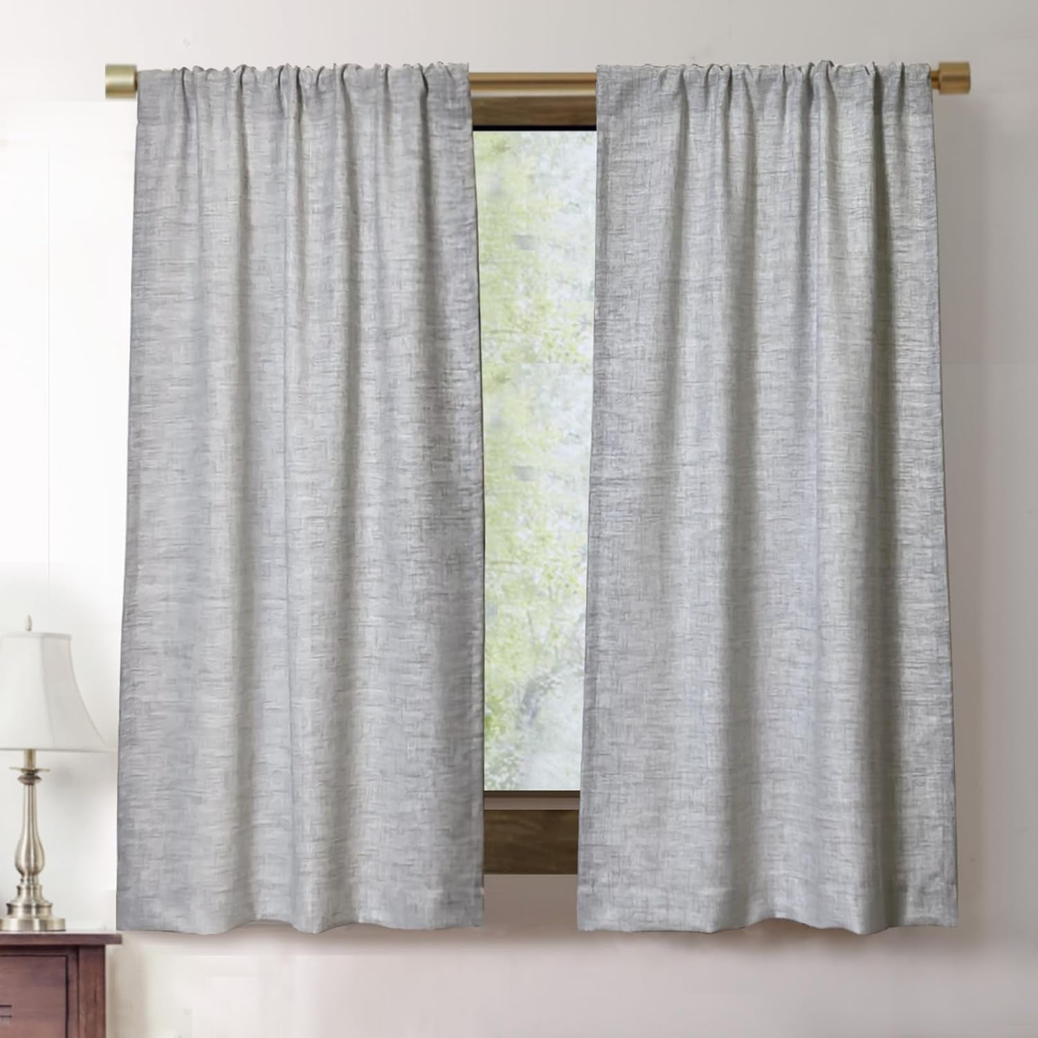 2 Pack Faux Linen Valance for Windows Kitchen Living Room Valances Rod Pocket Farmhouse Country Rustic Bathroom Small Window Treatment (54X15 Inch, Natural)