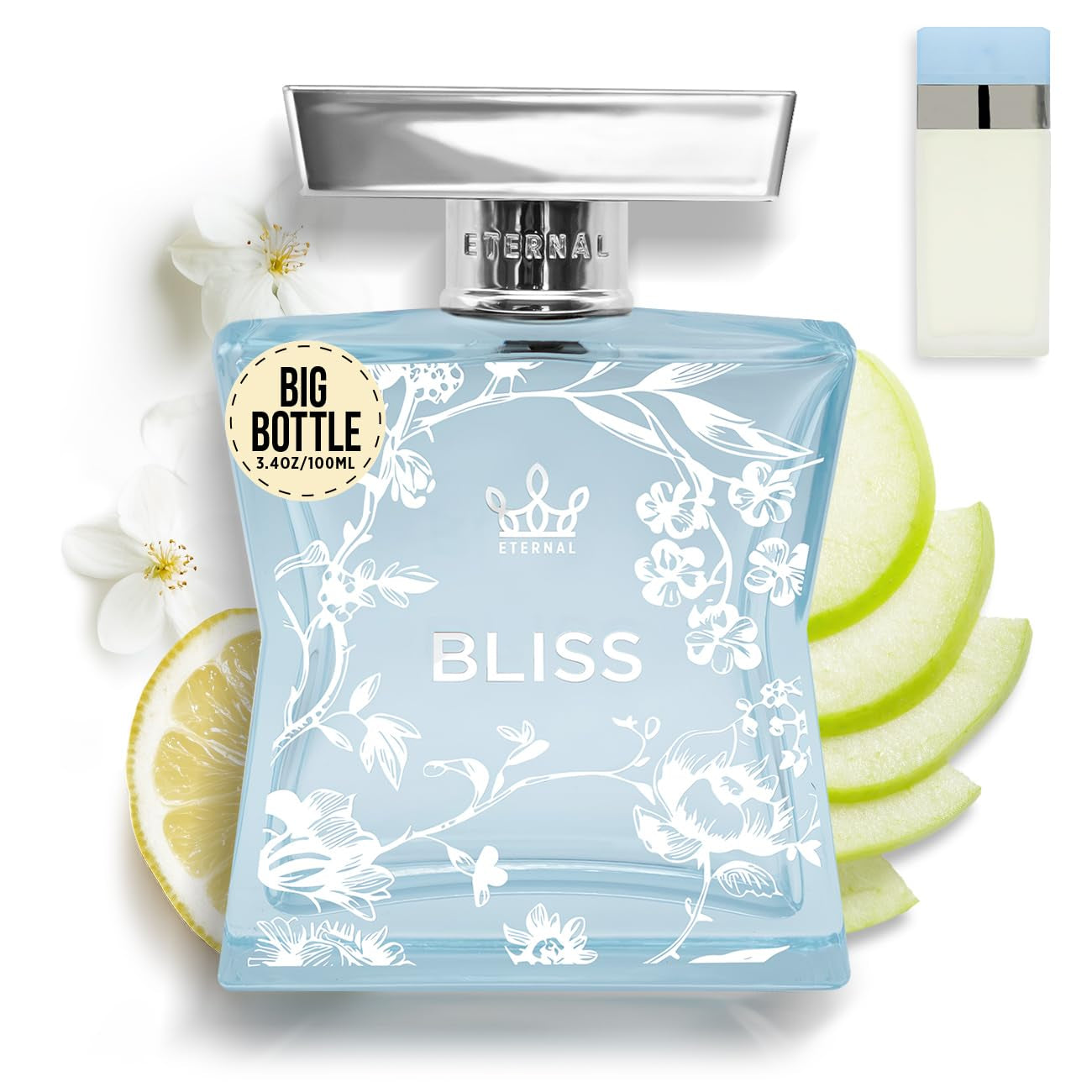 Eternal Bliss - Inspired by Designer Citrus Green Apple Perfume - 3.4 Oz (100Ml) - EDP - Long-Lasting - Vegan - Clean Ingredients - Perfume Spray for Women - 2000 Sprays per Bottle