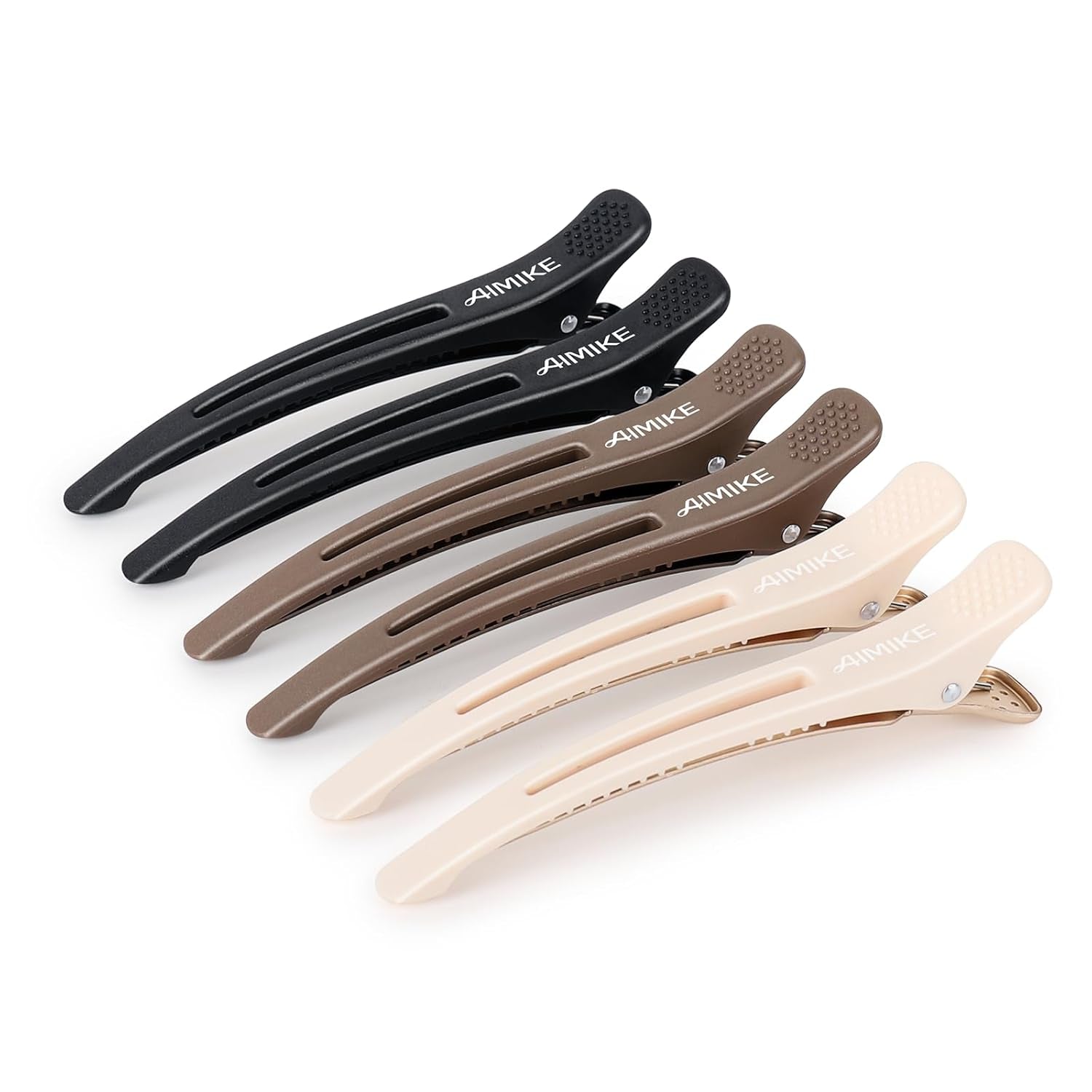 6Pcs Professional Hair Clips for Styling Sectioning, Anti-Slip No-Trace Duck Billed Hair Clips with Silicone Band, Salon and Home Hair Cutting Clips for Hairdresser, Women, Men - 4.3” Long