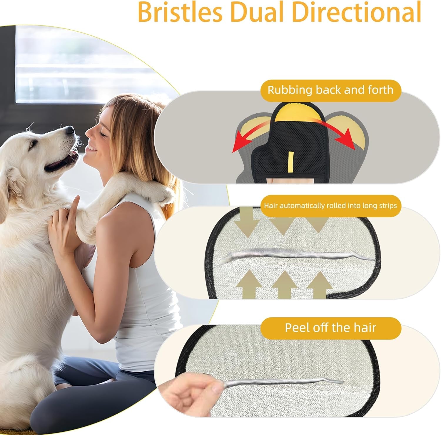 Pet Hair Removal Glove for Dogs Electrostatic Pet Gloves Hair Removal for Cats Animal Fur Grooming Mitt Reusable Magic Brush Hair Remover Tool for Carpet, Clothing, Laundry, Couch, Car Seat