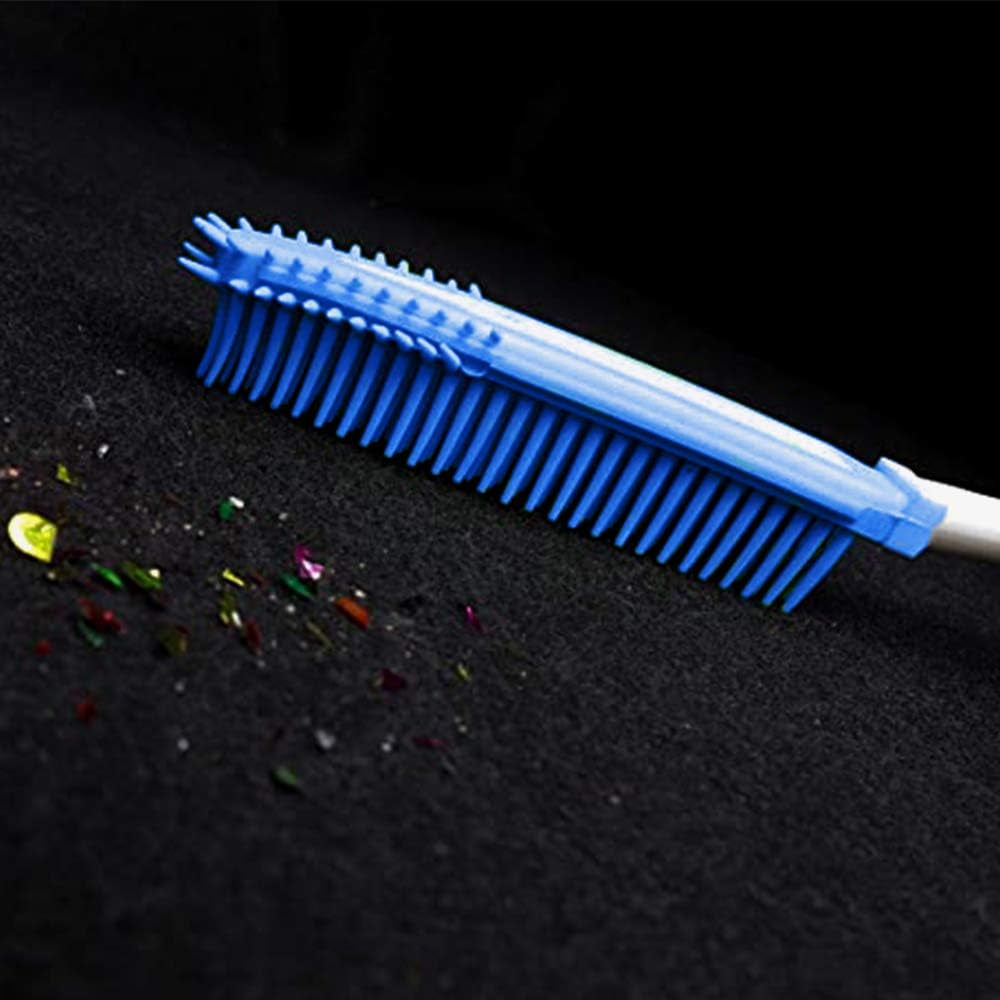 2 Pack Pet Hair Removal Tool Pet Hair Remover Rubber Cat Hair Remover Portable for Carpet Clothes Furniture Sofa Leather Car Seat Bath with Massage Effect (Green + Blue)