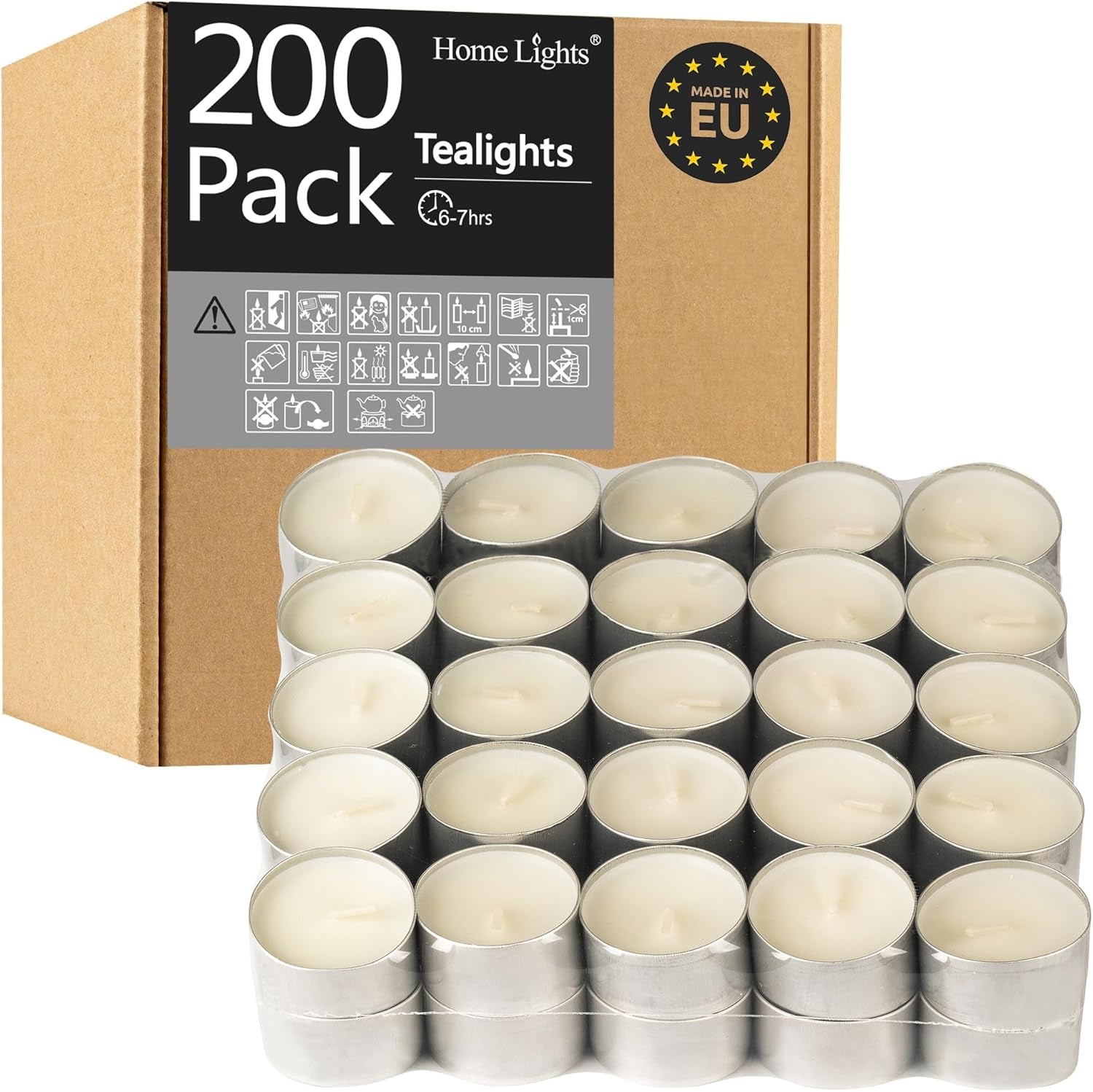 Homelights Unscented White Tealight Candles -100 Pack, 6 to 7 Hour Burn Time Smokeless, Mini Votive Paraffin Candles with Cotton Wicks for Shabbat, Weddings, Christmas, Home Decor