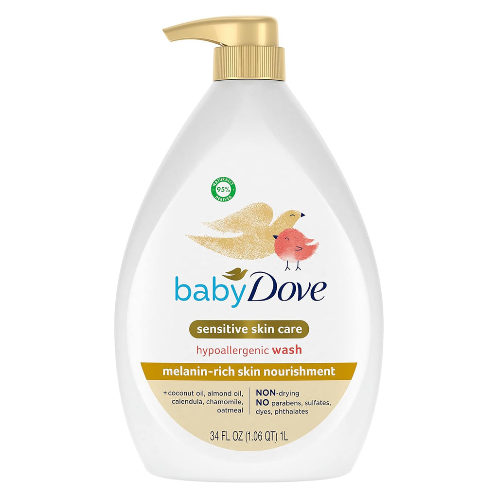Sensitive Skin Care Baby Wash Fragrance Free Moisture for Baby Bath Time Fragrance Free and Hypoallergenic, Washes Away Bacteria 34 Oz (Pack of 1)