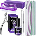 Nail Files and Buffers, Nail Cuticle Remover Kit with Nail File, Nail Buffer, Nail Buffer Block, Cuticle Nipper, Cuticle Pusher, Cuticle Peeler. Nail Cuticle Oil Lavender for Nail Care