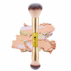 Dual End Powder Kabuki Makeup Brush Gold Glitter Vegan Synthetic for Liquid Cream Setting Powder