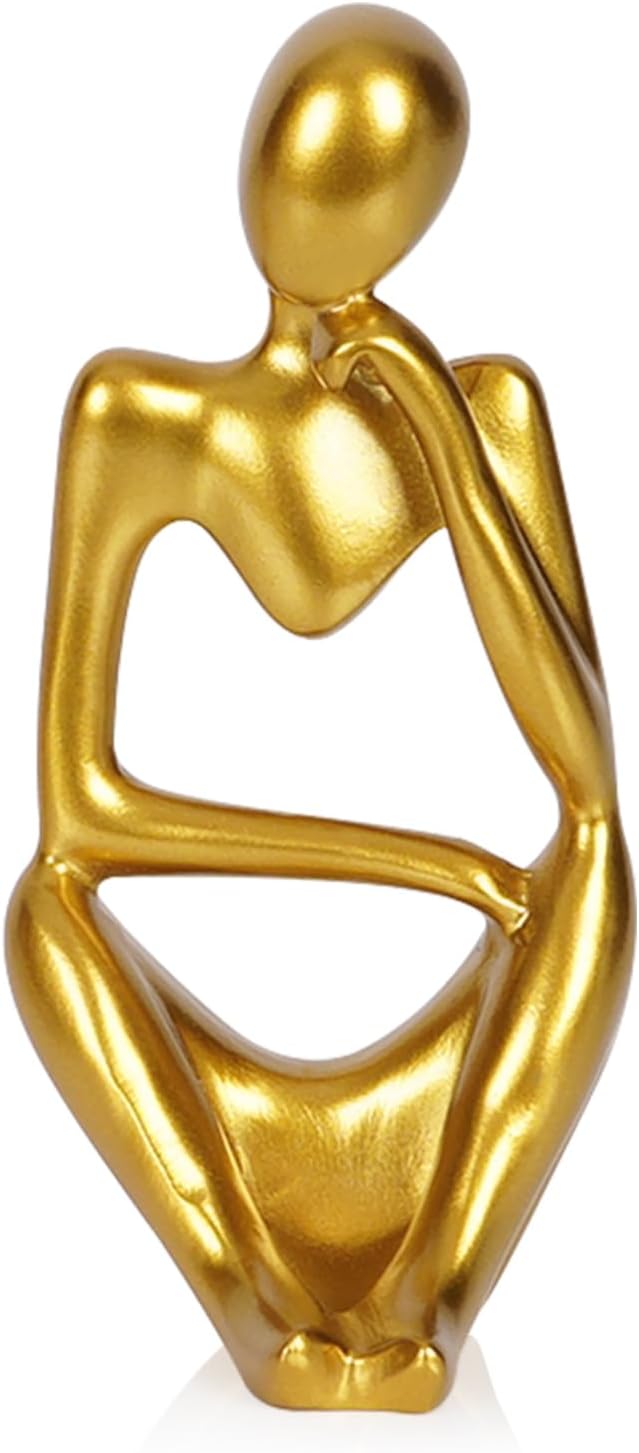 Abstract Thinker Resin Sculpture – Sandstone Home Decor
