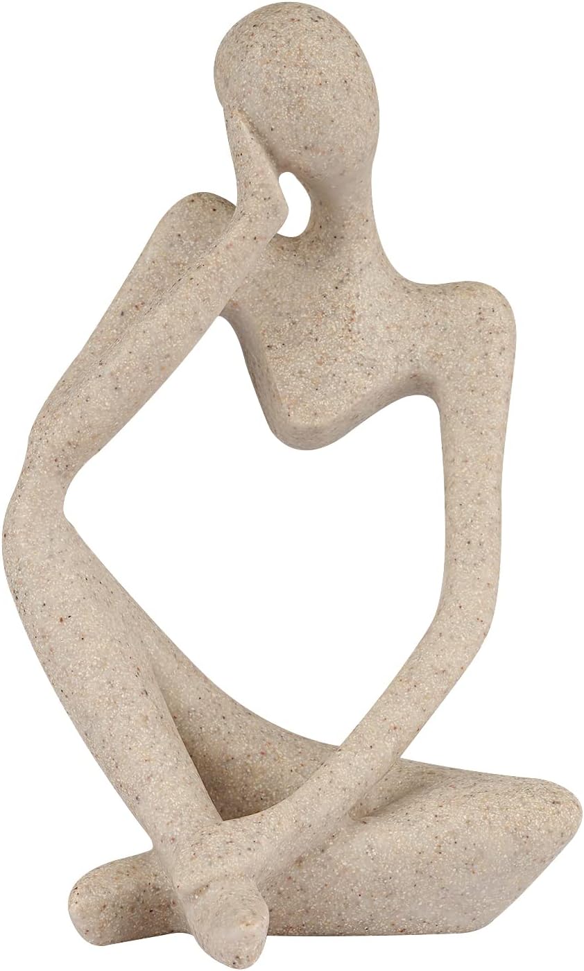 Abstract Thinker Resin Sculpture – Sandstone Home Decor