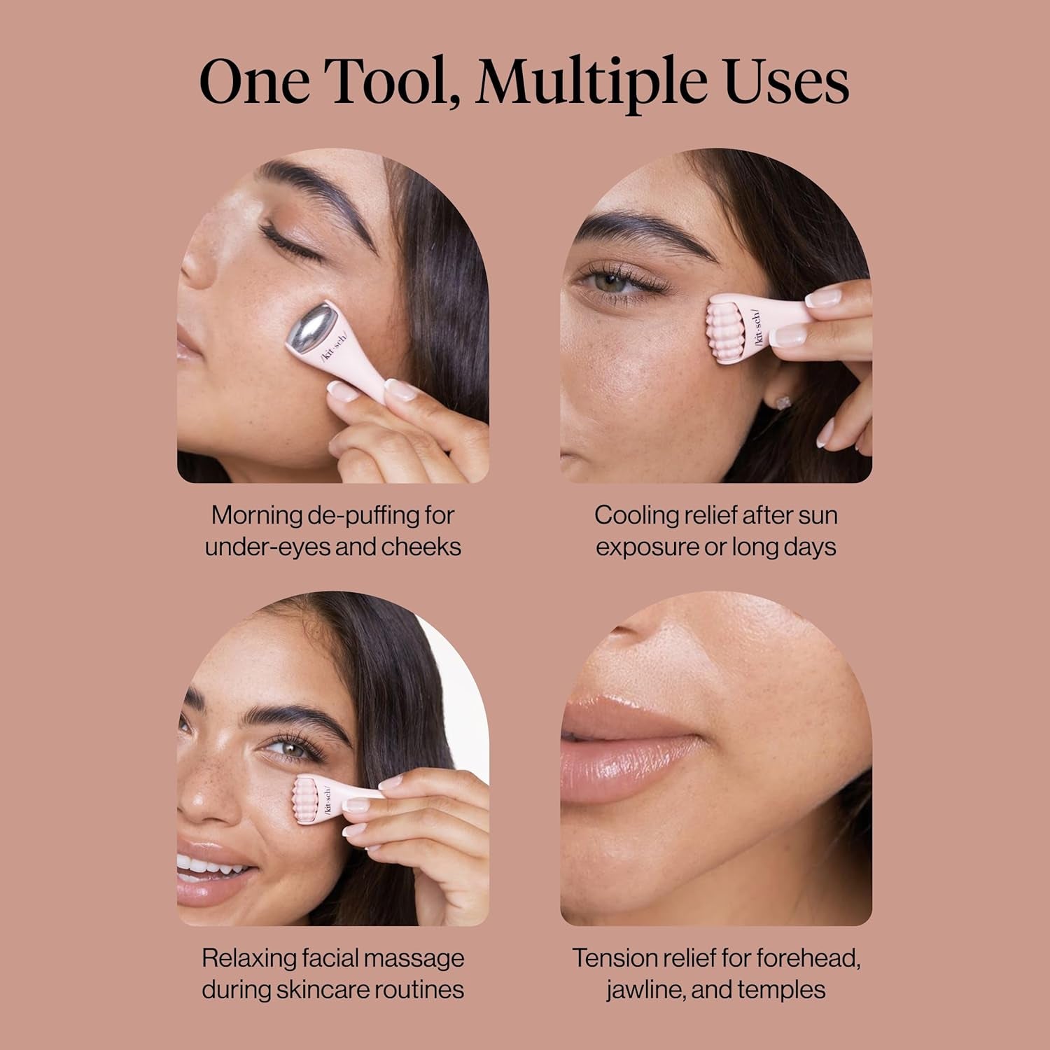 Mini Facial Roller & Ice Face Roller Skin Care Tool Set – Stainless Steel Face Rollers to Reduce Puffiness, Redness & Headaches, Great Irritation Relief & Spa-Like Experience Anywhere - Blush