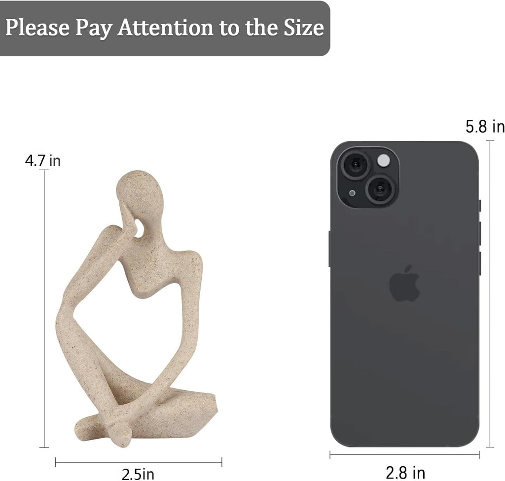 Abstract Thinker Resin Sculpture – Sandstone Home Decor