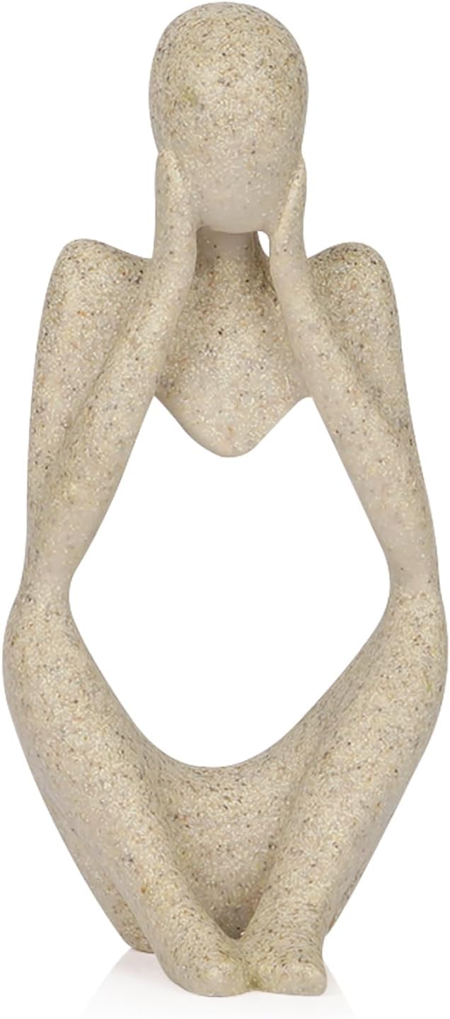 Abstract Thinker Resin Sculpture – Sandstone Home Decor