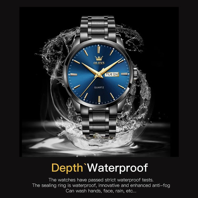 Mens Gold Watches Waterproof Stainless Steel Lightweight Watch with Date Classic Luxury Dress Watch for Men Gold White Blue Green Dial