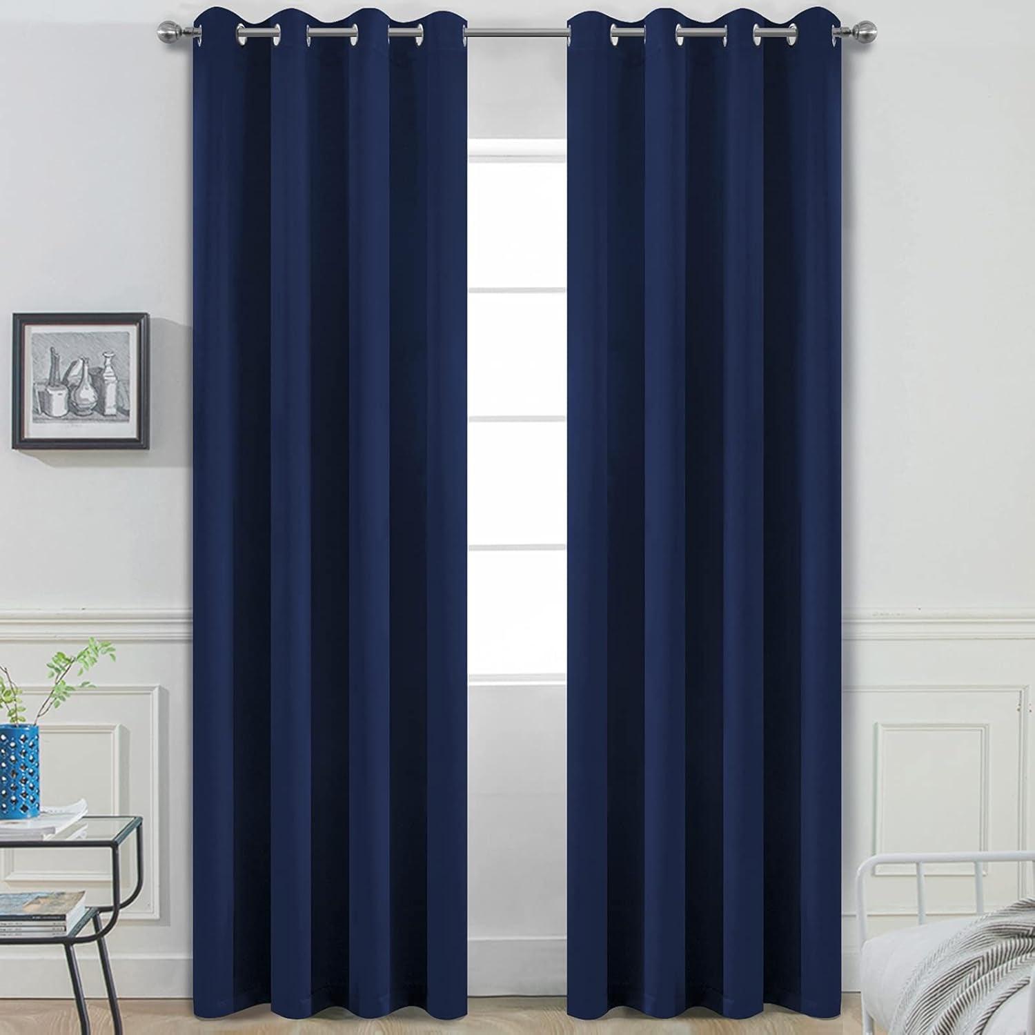 Room Darkening Gray Blackout Curtains 84 Inch Long Light Blocking Thermal Insulated Window Treatment Grommet Drapes for Bedroom Living Room, 52W X 84L, Grey Curtains, 2 Panels
