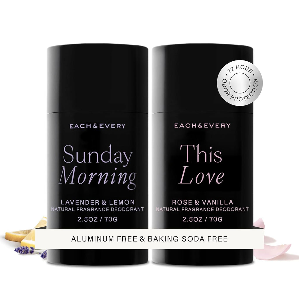Aluminum Free Deodorant for Women & Men, Lavender & Lemon - All Natural Deodorant for Sensitive Skin, EWG Verified - Clean, Baking Soda-Free, Plant-Based Fragrance - 2.5Oz, 2 Pack