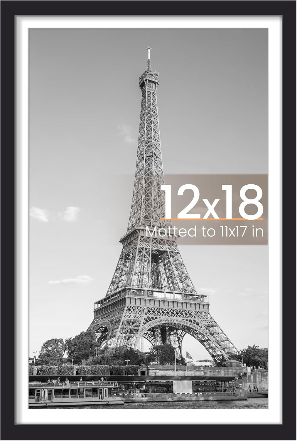 8.5x11 Black Picture Frame – Wall Hanging Display with Mat