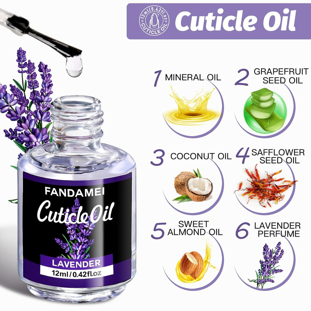 Nail Files and Buffers, Nail Cuticle Remover Kit with Nail File, Nail Buffer, Nail Buffer Block, Cuticle Nipper, Cuticle Pusher, Cuticle Peeler. Nail Cuticle Oil Lavender for Nail Care