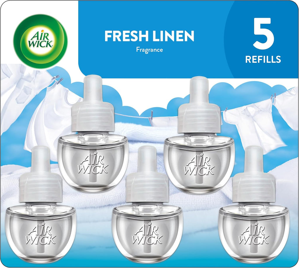 Plug in Scented Oil Refill, 10Ct, Fresh Linen, Air Freshener, Essential Oils, Eco Friendly Pack
