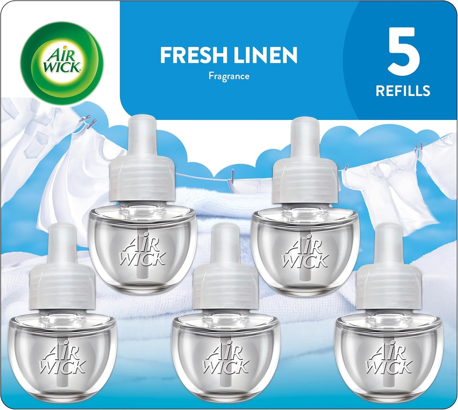 Plug in Scented Oil Refill, 10Ct, Fresh Linen, Air Freshener, Essential Oils, Eco Friendly Pack