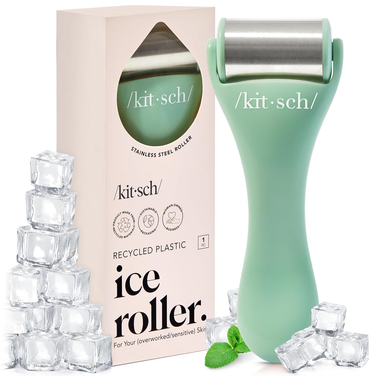 Mini Facial Roller & Ice Face Roller Skin Care Tool Set – Stainless Steel Face Rollers to Reduce Puffiness, Redness & Headaches, Great Irritation Relief & Spa-Like Experience Anywhere - Blush